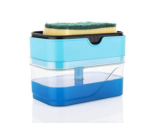 Soap Dispenser for Kitchen And Sponge Holder Dish Sink Dishwashing Dishwasher Liquid Instant Refill Durable (Soap Dispenser) Plastic
